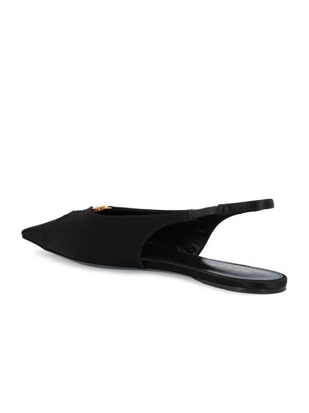 Babylon Satin Slingback Flat Black - SAINT LAURENT - BALAAN 4