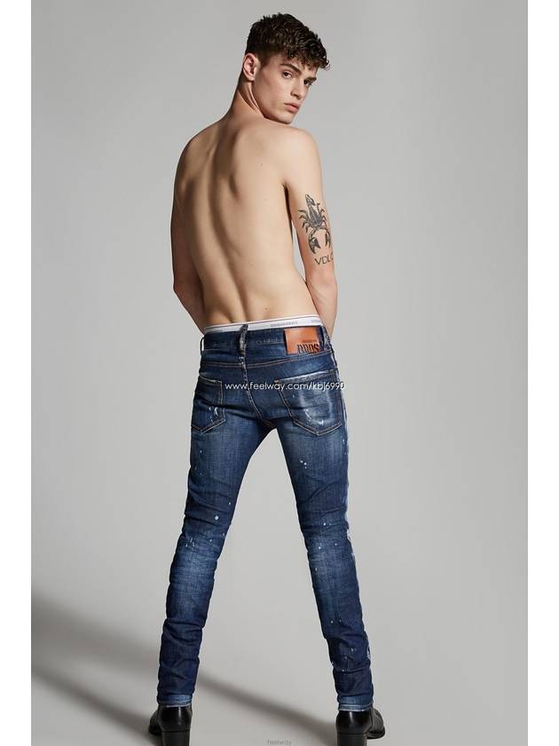 Leather Patch Skater Jeans Blue - DSQUARED2 - BALAAN 4