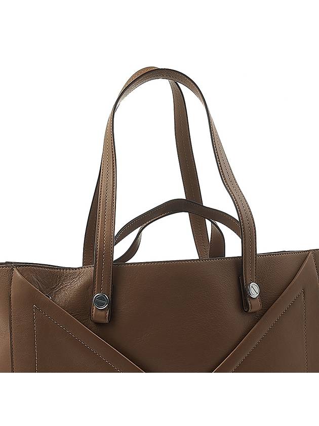 M Zipper Smooth Calf Leather Tote Bag Teak Matte - MULBERRY - BALAAN 9