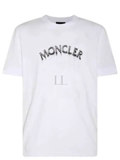 Powder Effect Logo Cotton Short Sleeve T-Shirt Optical White - MONCLER - BALAAN 2