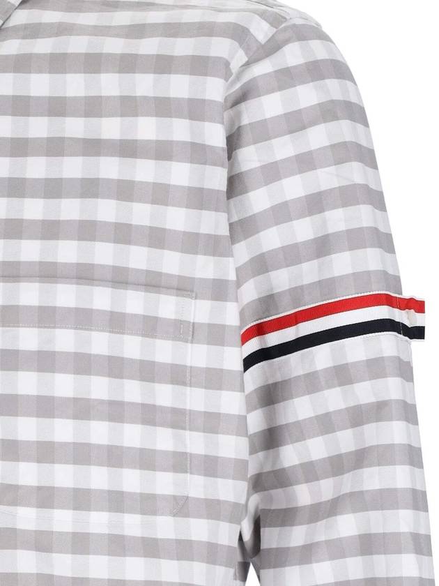 Men's Check Oxford Long Sleeve Shirt Grey - THOM BROWNE - BALAAN 5