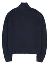 Men's Logo Zip-up Wool Cashmere Cardigan Navy - PRADA - BALAAN 3