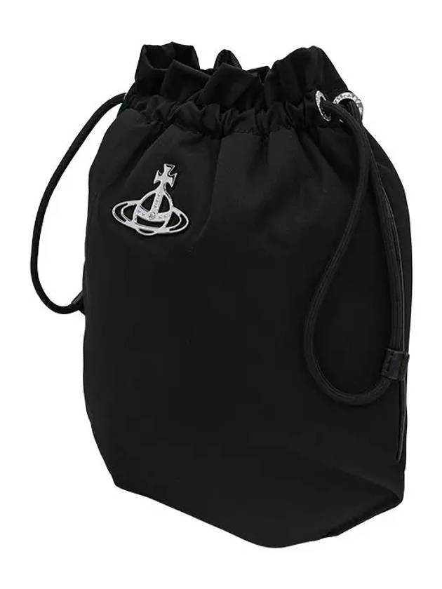 Logo Plaque Drawstring Bucket Bag Black - VIVIENNE WESTWOOD - BALAAN 6