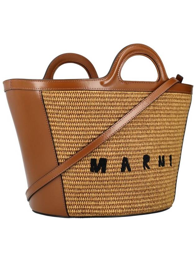 Leather Raffia Tropicalia Tote Bag Rosiena - MARNI - BALAAN 3