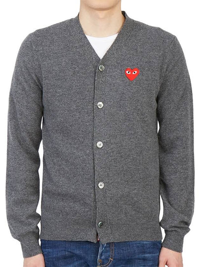 Heart Waffen V-Neck Cardigan Dark Grey - COMME DES GARCONS - BALAAN 2