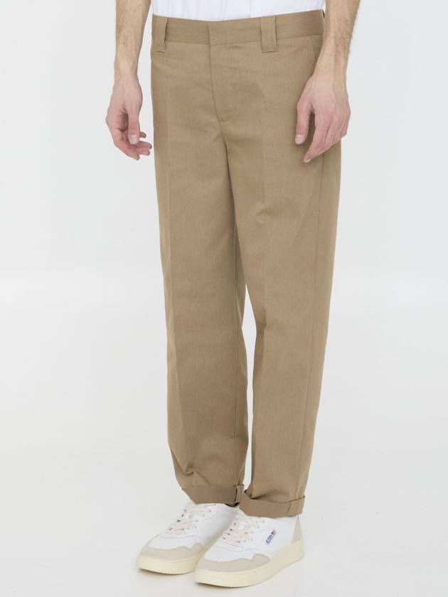 Men's Logo Patch Straight Pants Beige Khaki - GOLDEN GOOSE - BALAAN 3