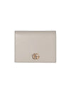 GG Marmont Leather Card Wallet Light Grey - GUCCI - BALAAN 1