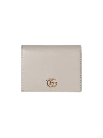 GG Marmont Leather Card Wallet Light Grey - GUCCI - BALAAN 1