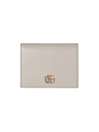 GG Marmont Leather Card Wallet Light Grey - GUCCI - BALAAN 1