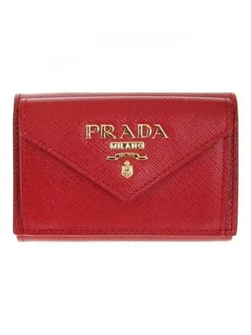 Saffiano Logo Small Bicycle Wallet Red - PRADA - BALAAN 1