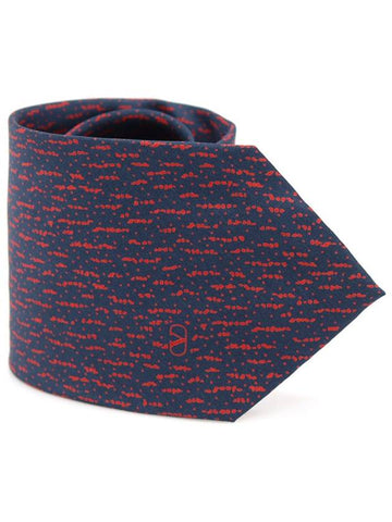 100 silk navy red patterned tie - VALENTINO - BALAAN 1