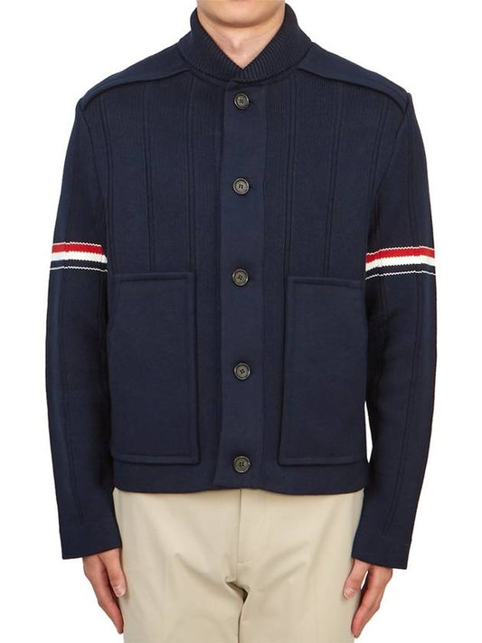 Single Breasted Button Cotton Jacket Navy - THOM BROWNE - BALAAN 2