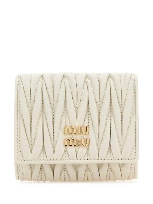 Matelasse Logo Nappa Leather Half Wallet White - MIU MIU - BALAAN 1