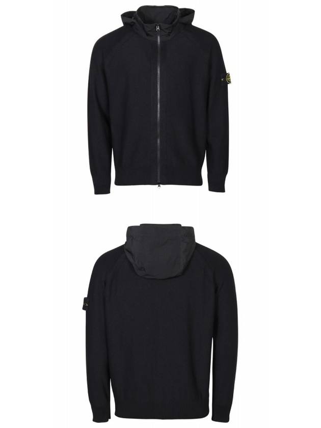 Compass Badge Cotton Zip-up Hoodie Black - STONE ISLAND - BALAAN 5