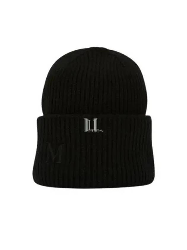 Retina Logo Embroidered Cashmere Beanie Black - MAX MARA - BALAAN 2