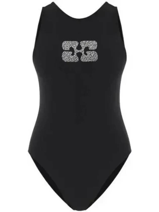 Butterfly Logo One-Piece Swimsuit Black - GANNI - BALAAN 2