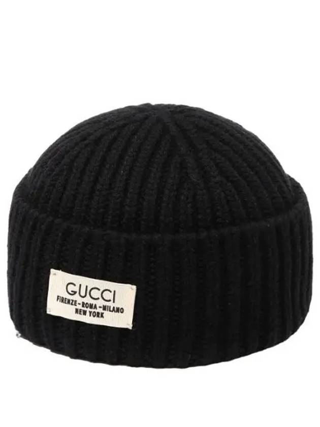 Rib Wool Label Hat Beanie - GUCCI - BALAAN 1