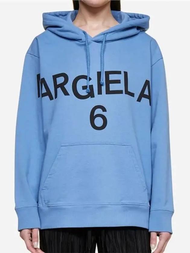 Maxi Logo Oversized Cotton Hoodie Blue - MAISON MARGIELA - BALAAN 5