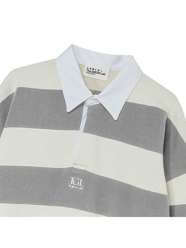 Striped rugby collar sweatshirt Melange gray - THE GREEN LAB - BALAAN 2