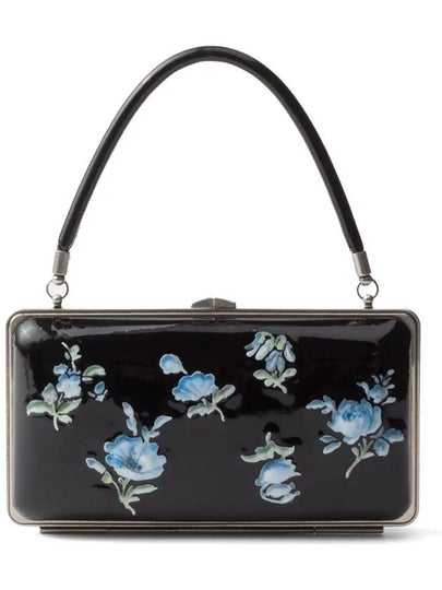 Floral Print Leather Clutch Bag Black - PRADA - BALAAN 2