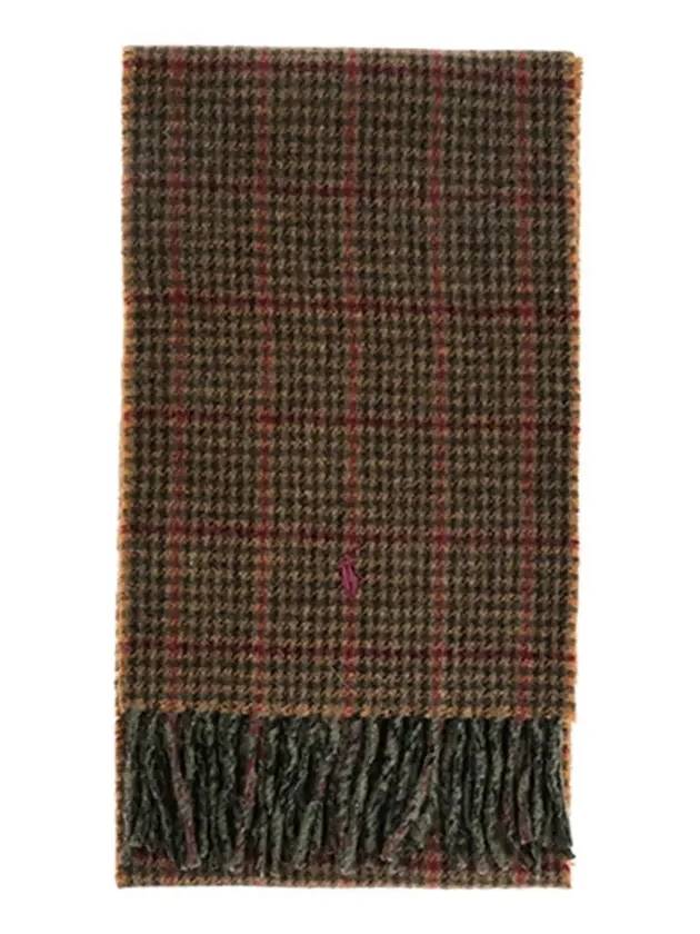 Pony Reversible Check Wool Muffler Olive - POLO RALPH LAUREN - BALAAN 5