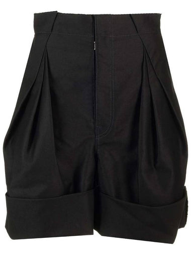 Turn-Up Hem Satin Shorts Black - MAISON MARGIELA - BALAAN 1