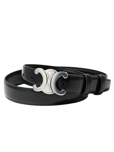 Triomphe Small Taurillon Leather Belt Black - CELINE - BALAAN 1