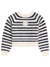 Crew neck Marini re mohair silk knit top off white navy - CELINE - BALAAN 2