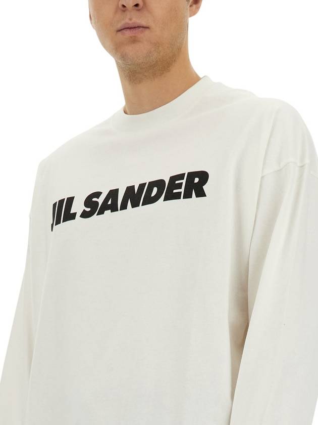 Logo Print Cotton Long Sleeve T-Shirt White - JIL SANDER - BALAAN 5