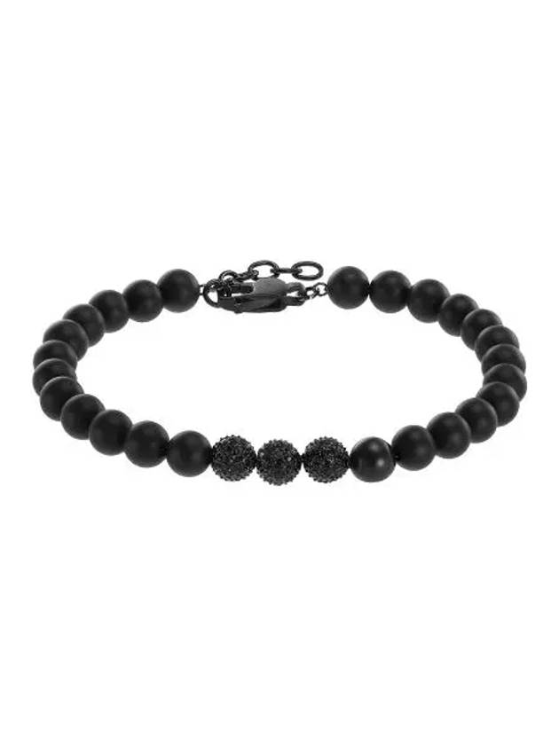 Onyx Bead Stainless Steel Bracelet Black - EMPORIO ARMANI - BALAAN 3