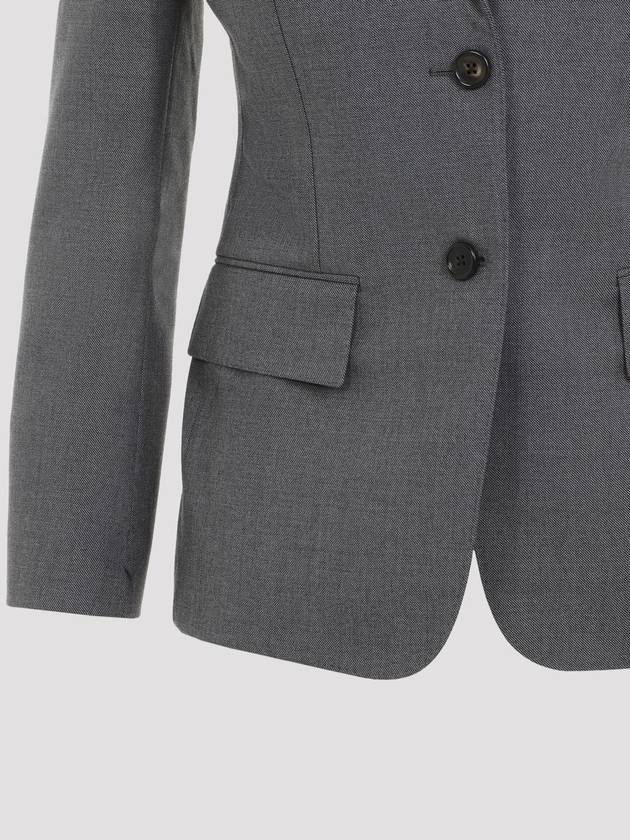 Women's Diagonal Stripe Single Breasted Wool Blazer Jacket Grey - THOM BROWNE - BALAAN 4