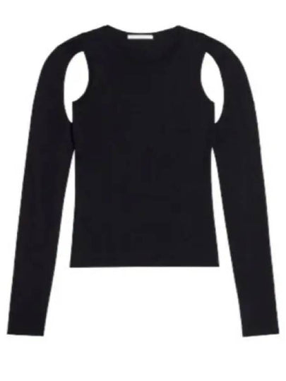 Cutout Cotton Long Sleeve T-Shirt Black - HELMUT LANG - BALAAN 2