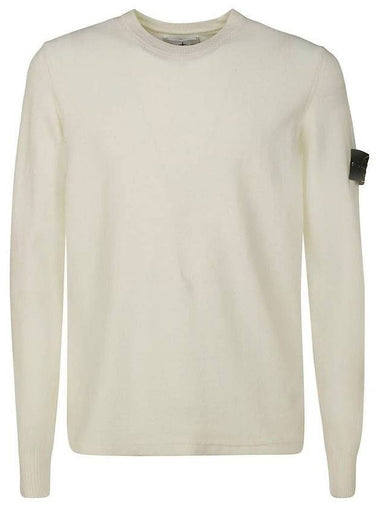 Men's Wappen Patch Crew Neck Wool Knit Top Ivory - STONE ISLAND - BALAAN 1