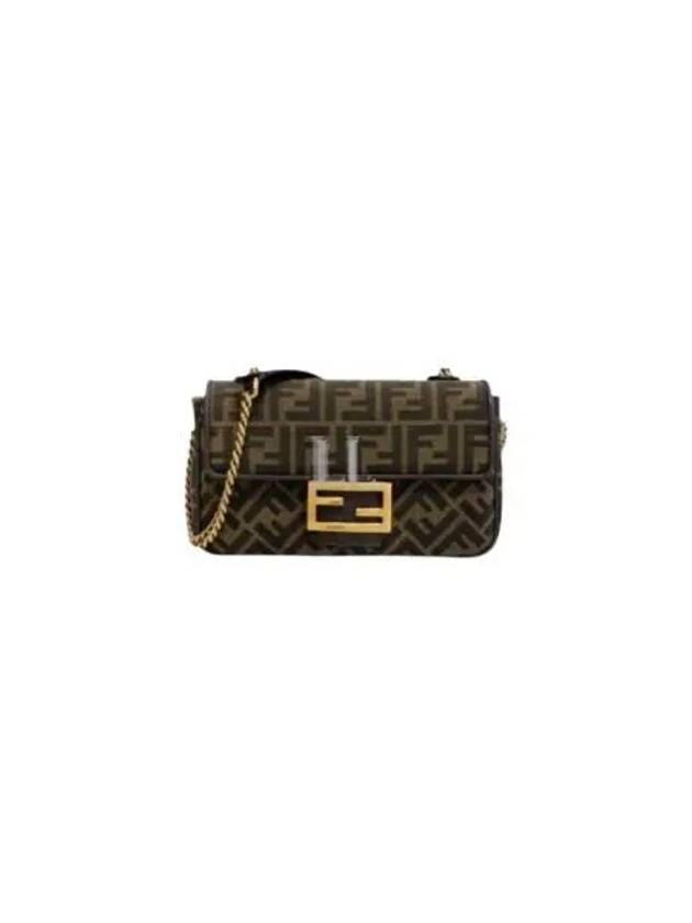 Baguette Chain FF Jacquard Medium Cross Bag Brown - FENDI - BALAAN 2