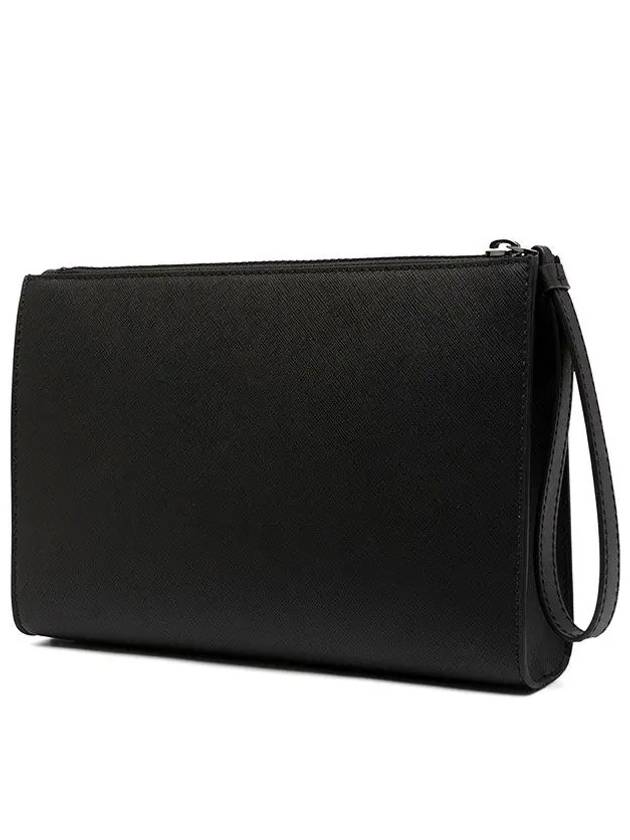 Makid logo leather clutch bag black - BALLY - BALAAN.