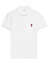 Heart Logo Polo Shirt White - AMI - BALAAN 2