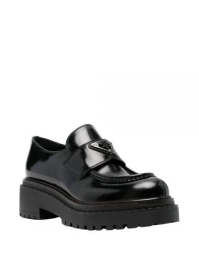 Triangle Logo Leather Loafers Black - PRADA - BALAAN 2