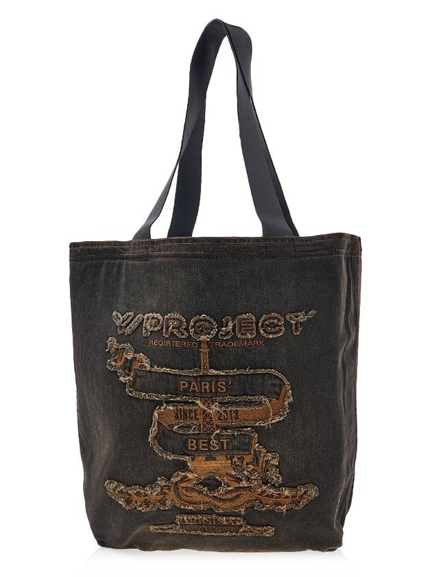 Frayed Embroidered Washed Denim Tote Bag Black - Y/PROJECT - BALAAN 2