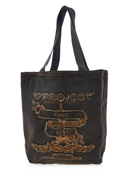 Frayed Embroidered Washed Denim Tote Bag Black - Y/PROJECT - BALAAN 2