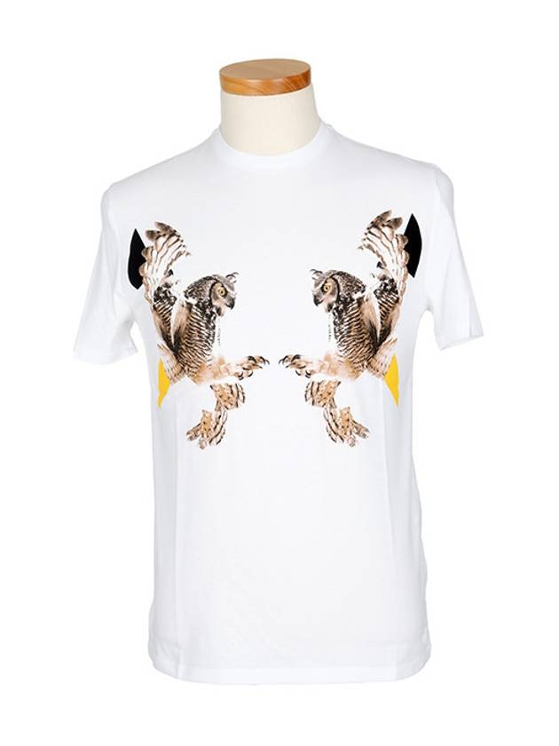 Owl Short Sleeve T-Shirt White - NEIL BARRETT - BALAAN 3