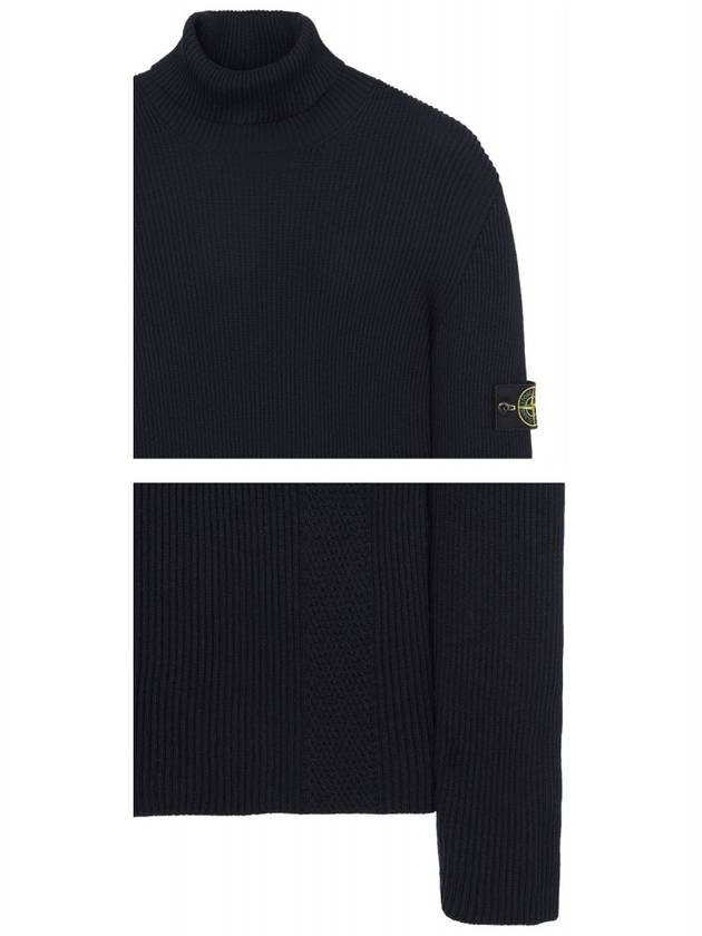 Logo Patch Wool Knit Turtleneck Dark Navy - STONE ISLAND - BALAAN 6