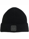 Wool Logo Patch Beanie Black - CP COMPANY - BALAAN 2