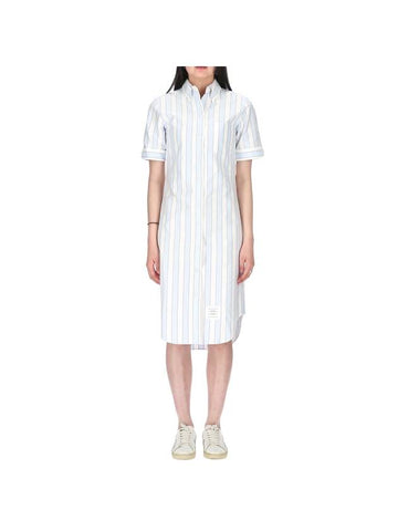 Women's Own Striped Oxford Short Sleeve Shirt Midi Dress - THOM BROWNE - BALAAN 1