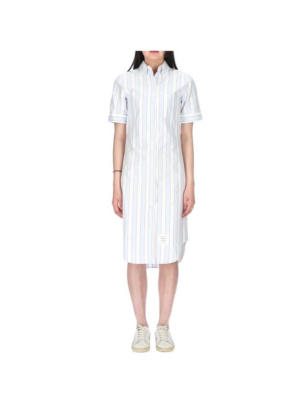 Women's Own Striped Oxford Short Sleeve Shirt Midi Dress - THOM BROWNE - BALAAN 1