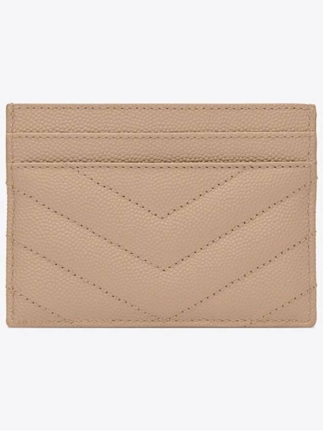 Gold Hardware Matelasse Caviar Leather Card Wallet Dark Beige - SAINT LAURENT - BALAAN 3