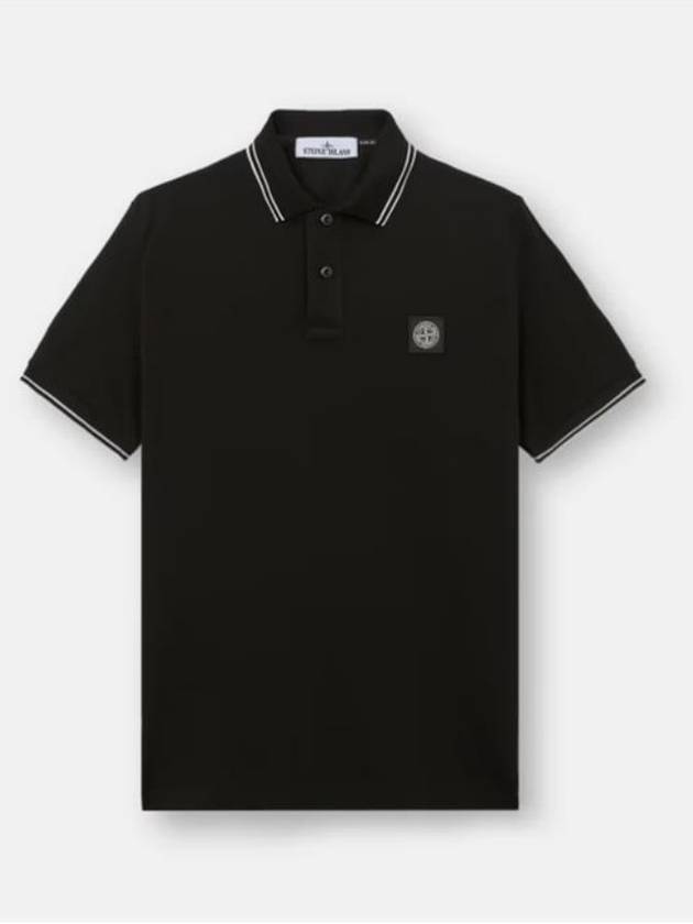 Logo Badge Polo Shirt Black - STONE ISLAND - BALAAN 2