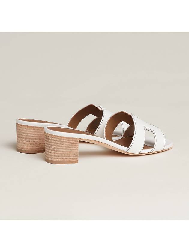 Oasis Calfskin Slipper Heels Blanc - HERMES - BALAAN 5