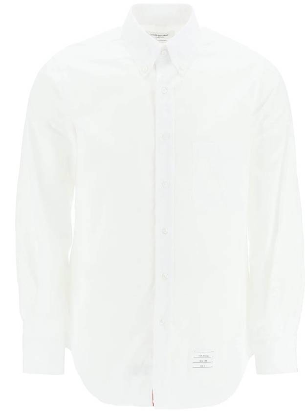 Men's Grosgrain Placket Solid Poplin Long Sleeve Shirt White - THOM BROWNE - BALAAN 2