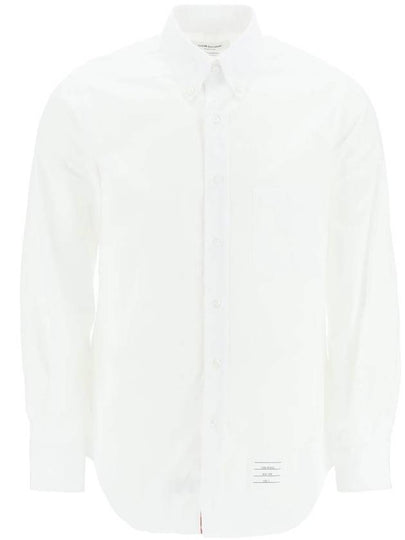 Men's Grosgrain Placket Solid Poplin Long Sleeve Shirt White - THOM BROWNE - BALAAN 2