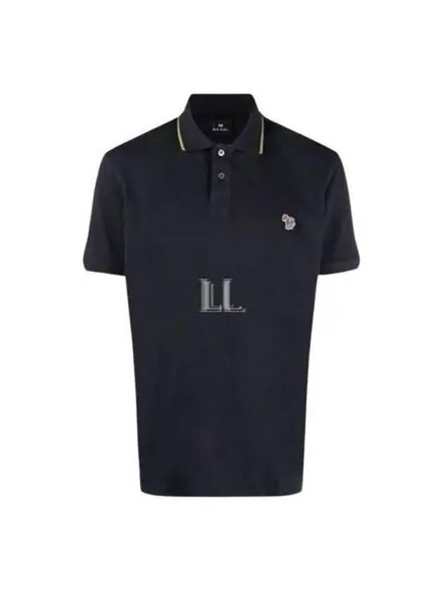 Zebra Patch Regular Fit Short Sleeve Polo Shirt Navy - PAUL SMITH - BALAAN 2